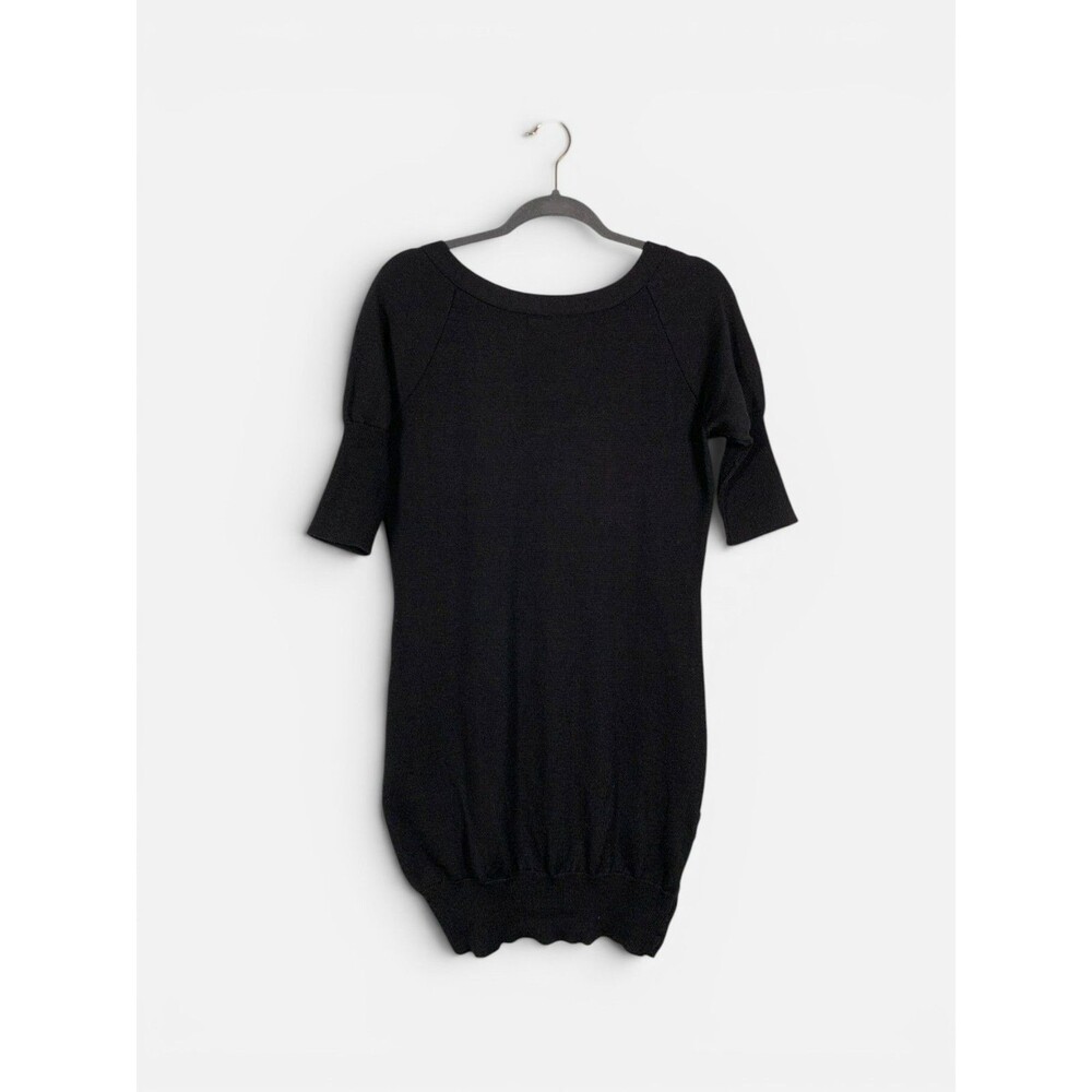Rugby Ralph Lauren 100% Wool Sweater Dress Black V Back Sz Large Y2K